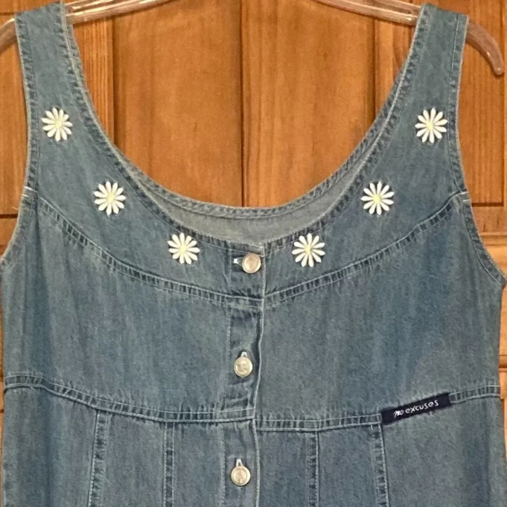 NWOT Vintage No Excuses Original Weathered Denim Sleeveless Dress Size M - Picture 3 of 16